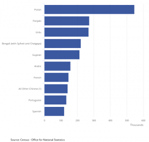 Top 10 Main Other Languages in England and Wales, 2011